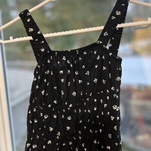 Floral Black Kids Casual Romper